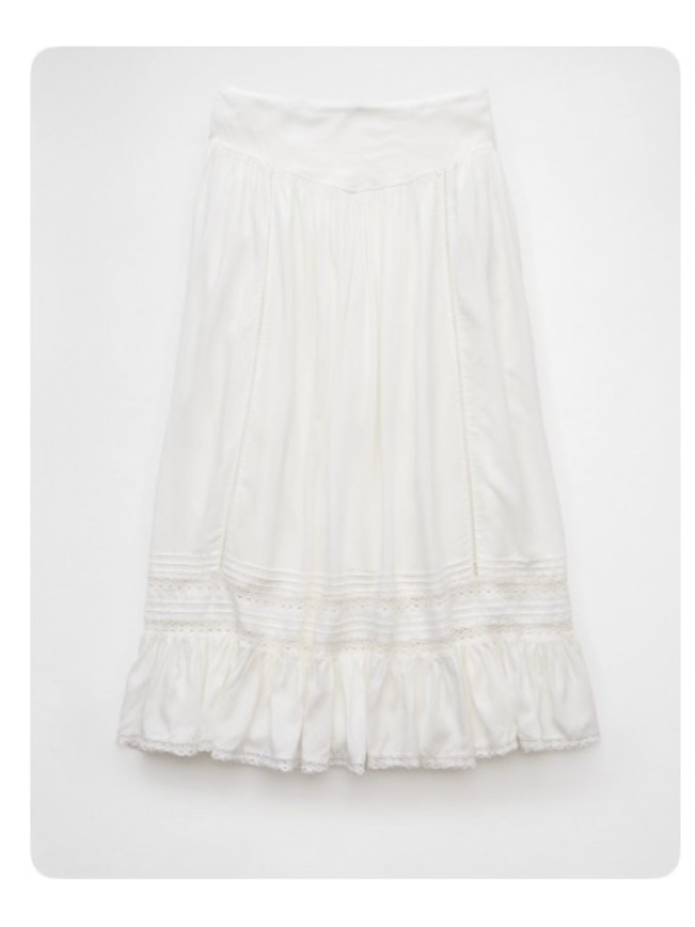 American Eagle Outfitters White High-Waisted Ruffle Maxi Skirt